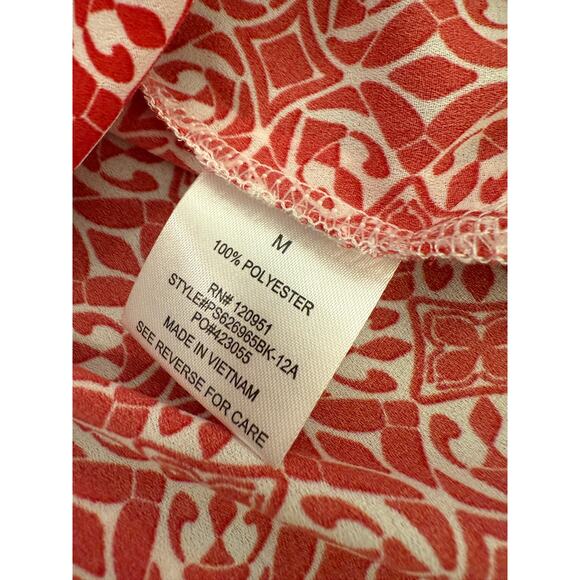 Pink Rose Red Hi Neck Geometric Flowy Summer Sleeveless NWT Top Blouse Halter M - Picture 6 of 7